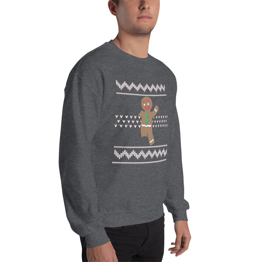 Unisex right Arm and Leg Amputee Gingerbread Ugly Sweatshirt