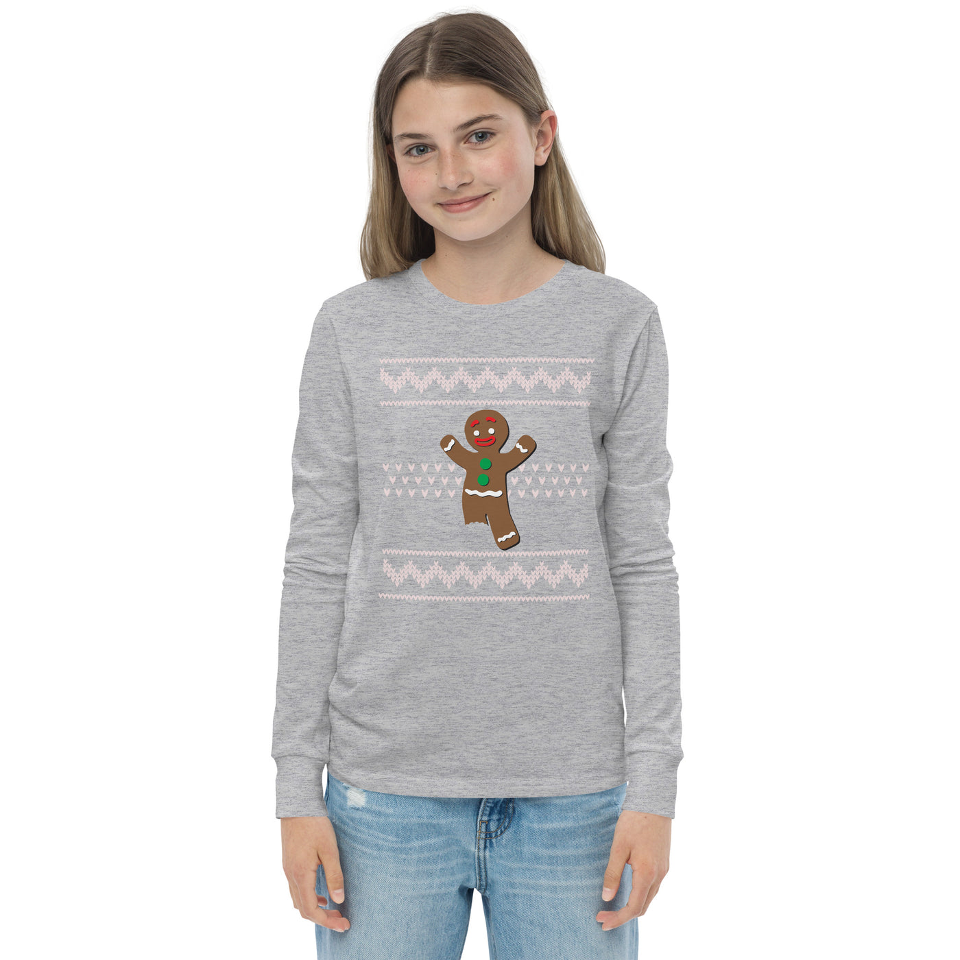 Youth long sleeve Right Amputee Gingerbread tee