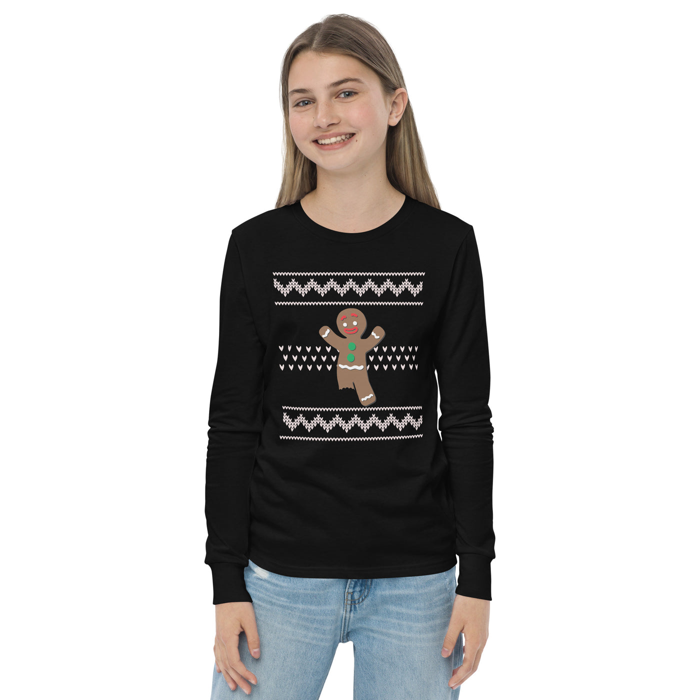 Youth long sleeve Right Amputee Gingerbread tee